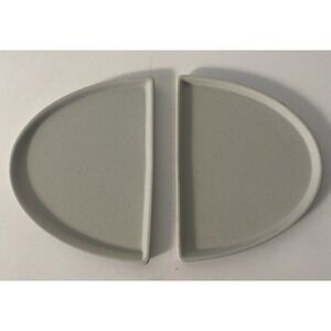 (2) Crate & Barrel Oval Matte Gray Speckled Split Platter Plates 285-926